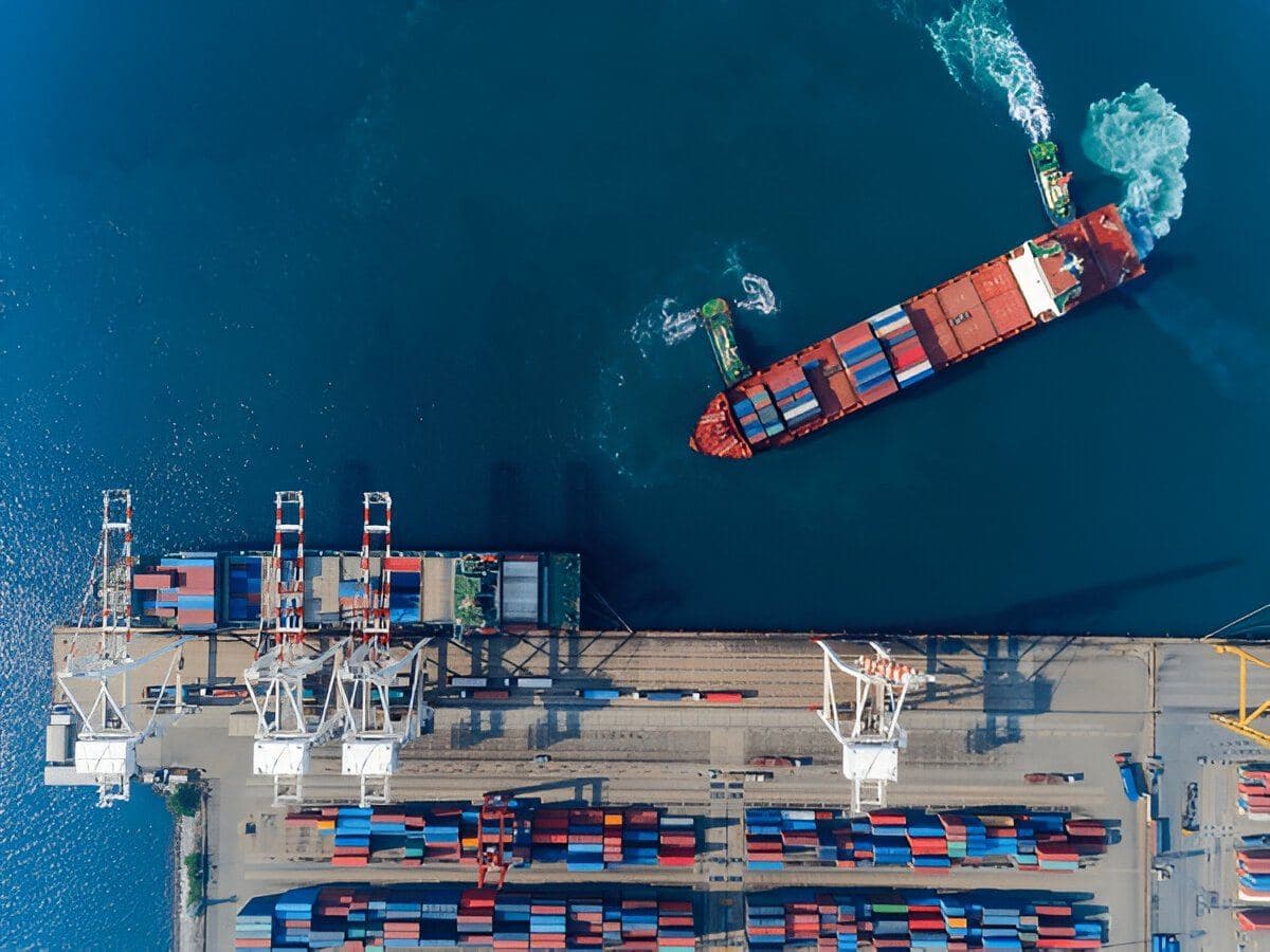Stacked shipping containers ready for handling